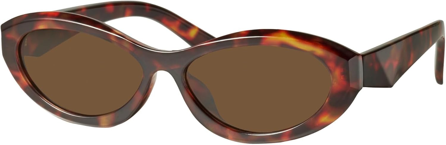 mosanana Oval Cat Eye Sunglasses for Women Retro Y2K Style MS52372 C2 Tortoise