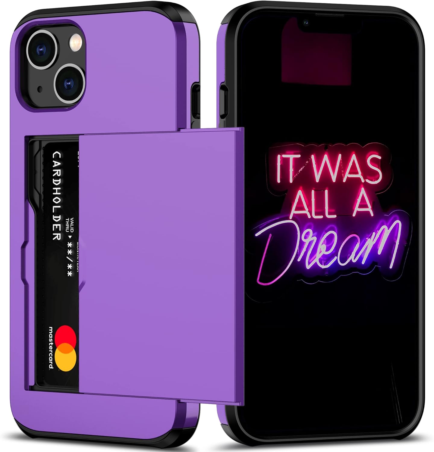 Nvollnoe for iPhone 13 Case with Card Holder Heavy Duty Protective Dual Layer Sh...