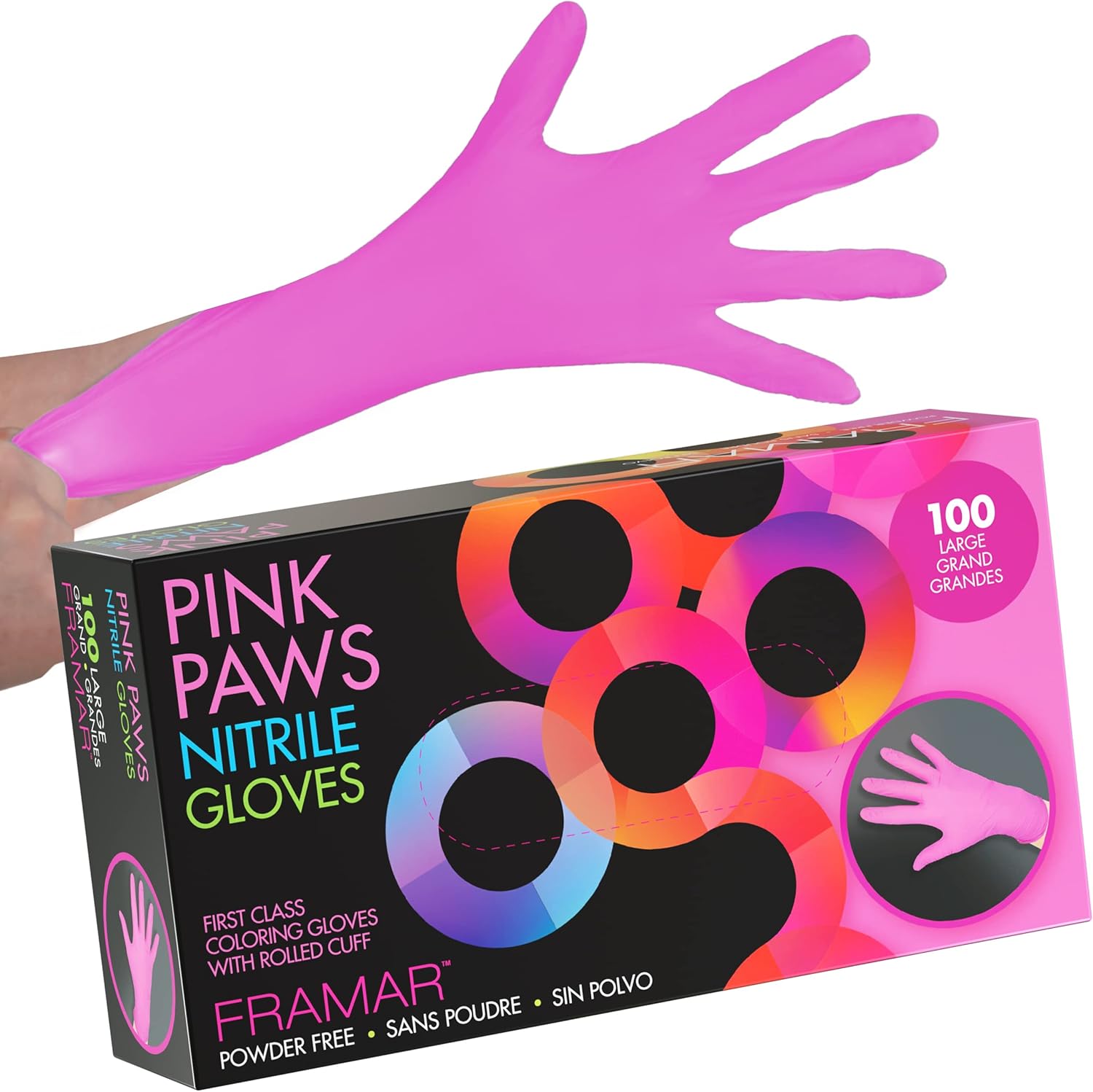 FRAMAR Pink Gloves Disposable Latex Free Large – Nitrile Gloves Large, Cooking G...