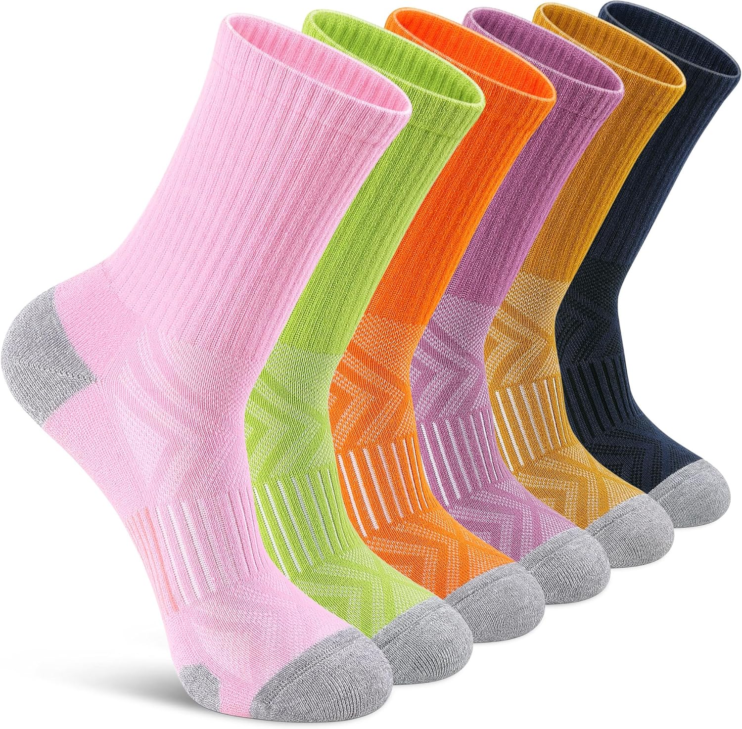 Felicigeely Athletic Socks Cushion Running Socks Performance Breathable Crew Soc...