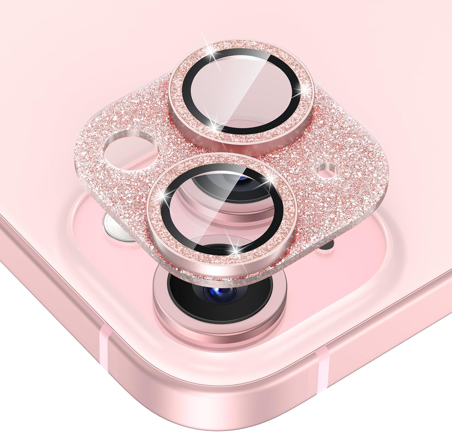 Tensea for iPhone 15 / iPhone 15 Plus Camera Lens Protector, Bling Metal Aluminu...