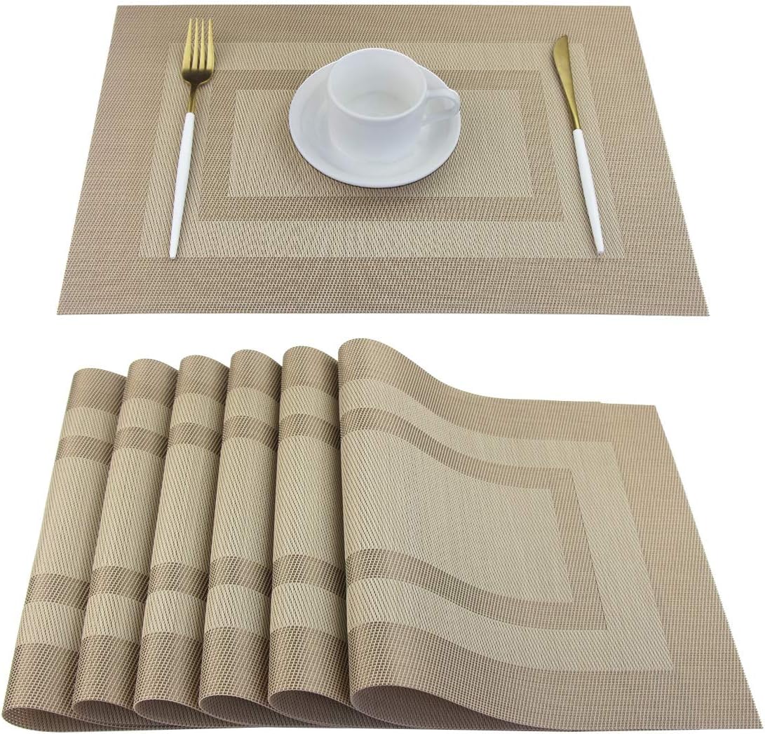 PIGCHCY Placemats, Special Woven Vinyl Placemats for Kitchen Table, Innovative N...