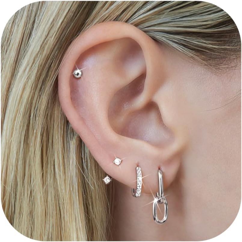 BESTEEL 4 Pairs Gold Hoop Earrings Set for Women Trendy Hypoallergenic Surgical...