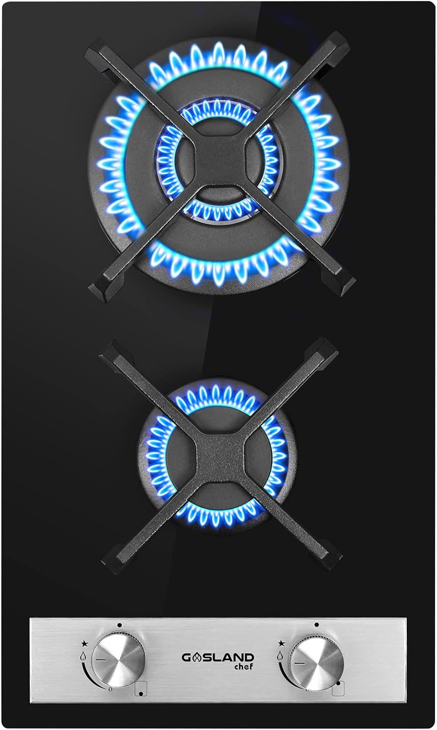 GASLAND GH30BF 30cm Built-in 2 Burners Gas Hob, Black Tempered Glass Gas Cooktop...