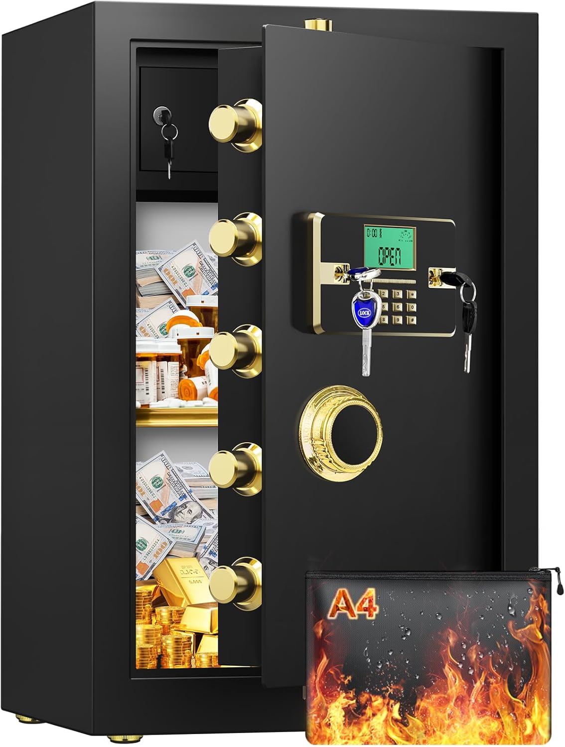 5.2 Cu ft Extra Large Home Safe Fireproof Waterproof, Heavy Duty Fire Proof Safe...