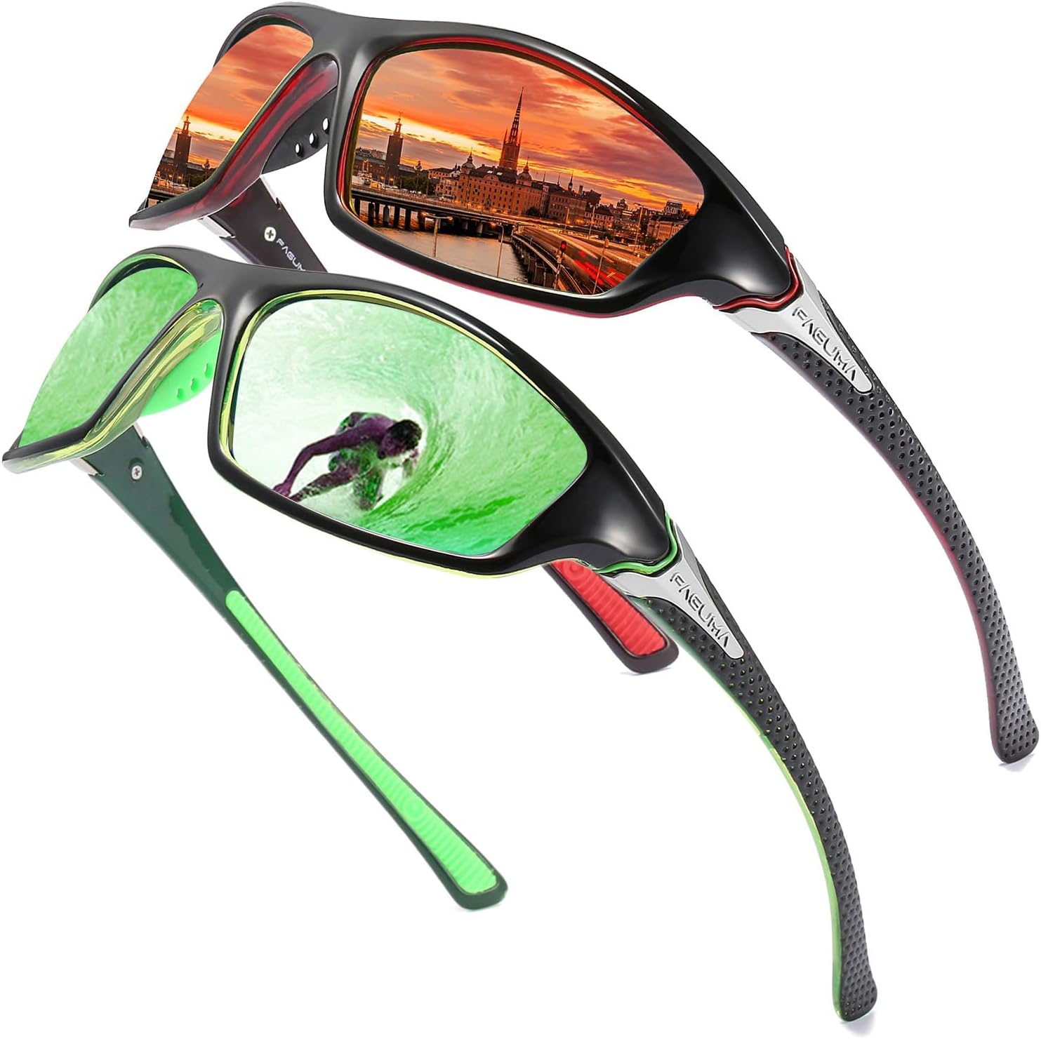 FAGUMA Sports Polarized Sunglasses For Men Cycling Driving Fishing 100% UV Prote...