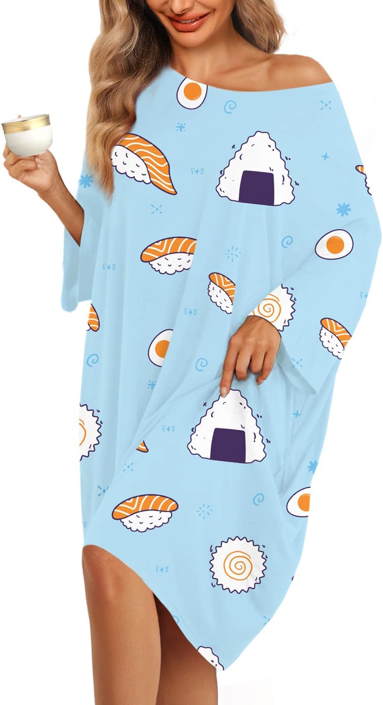 KFUBUO Plus Size Nightgowns for Women Oversized Sleep Tshirts Dress Short Sleeve...