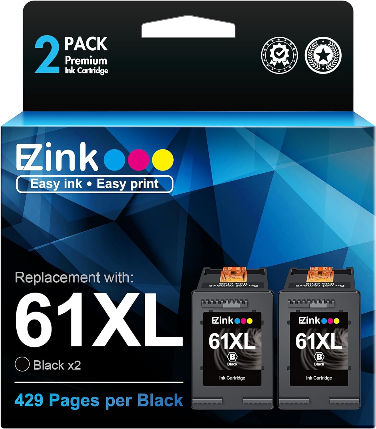 E-Z Ink (TM Remanufactured Ink Cartridge Replacement for HP Ink 61 61XL Black In...
