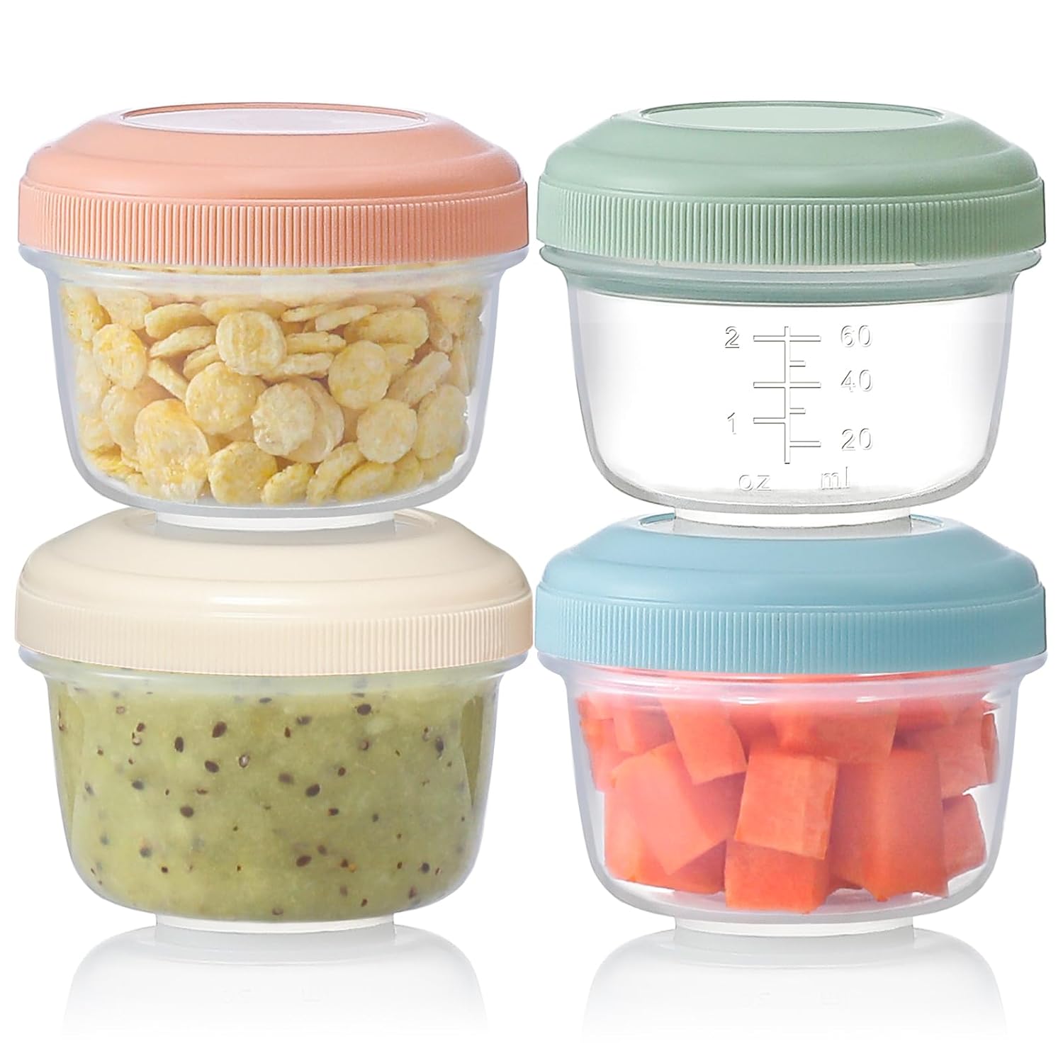 [4 Pack] 4 oz Small Containers with Lids, Reusable...
