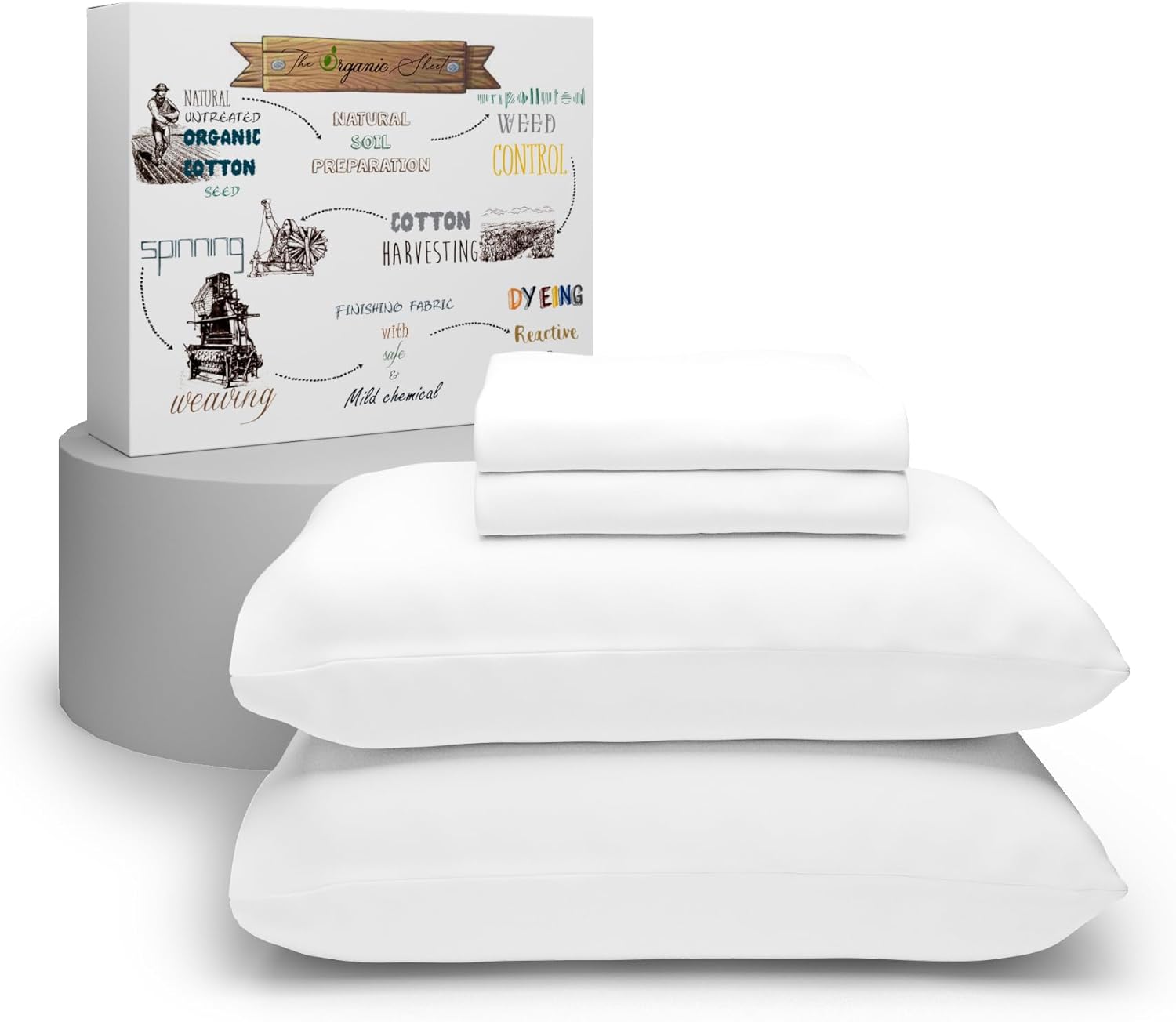 Purity Home Queen White Sheet Set, Organic Cotton...