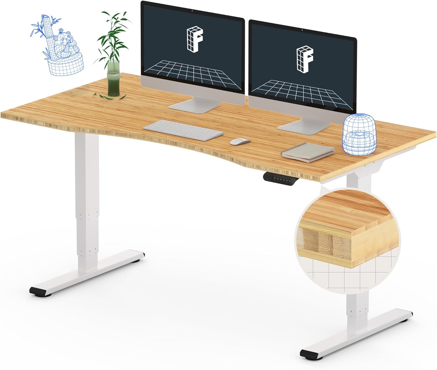 FLEXISPOT Pro Bamboo Desk, Innovative Height Adjustable Electric Standing Desk,...