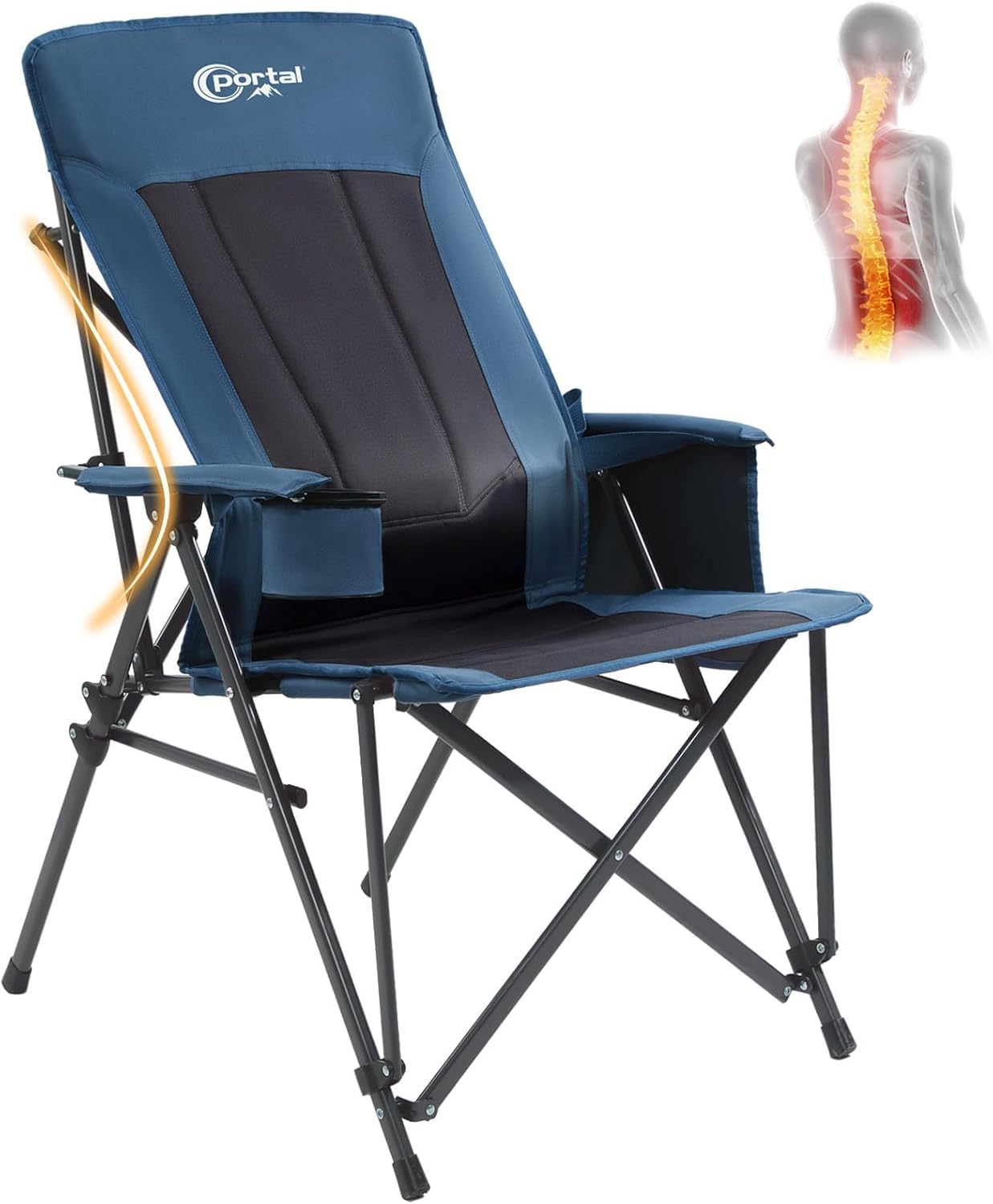 PORTAL Camping Chair, Special Chair with Lumbar Support, High-Quality Foldable C...