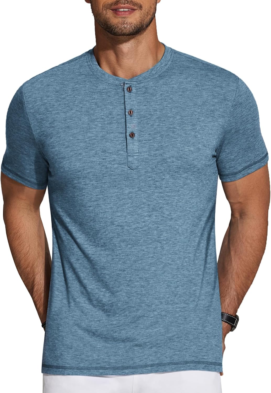 COOFANDY Men's Henley Shirts Short Sleeve Casual Basic Tee Summer Button Henley...
