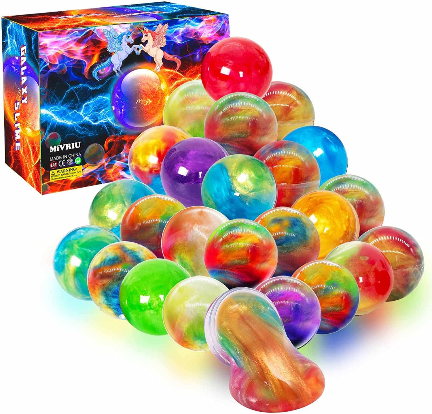 Ball Slime Party Favors 24 Pack, Super Soft and Scented Galaxy Slime for Girls B...