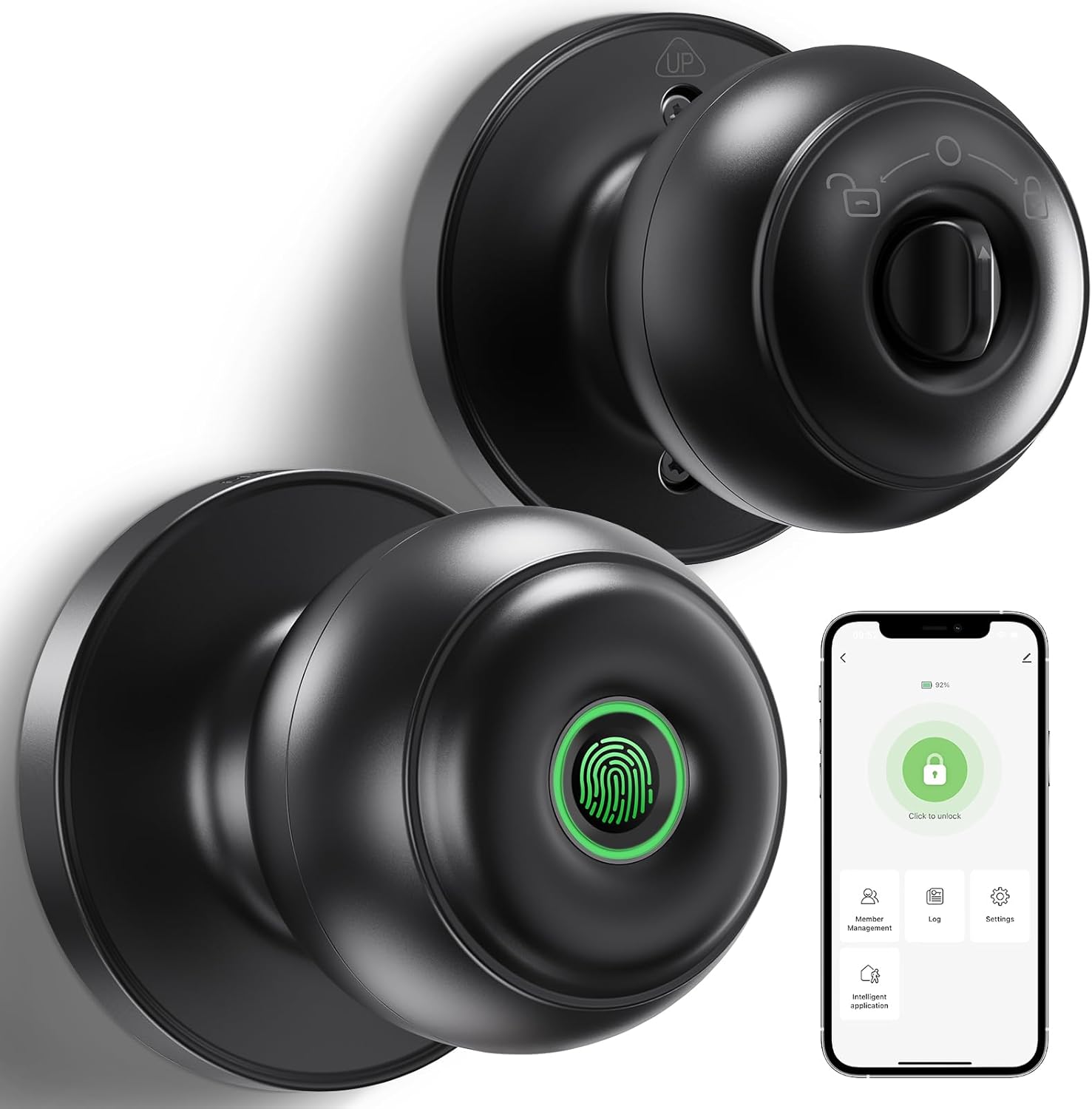 GeekTale Fingerprint Door Knob Lock, Smart Door Lock for Bedroom Basement Garage...