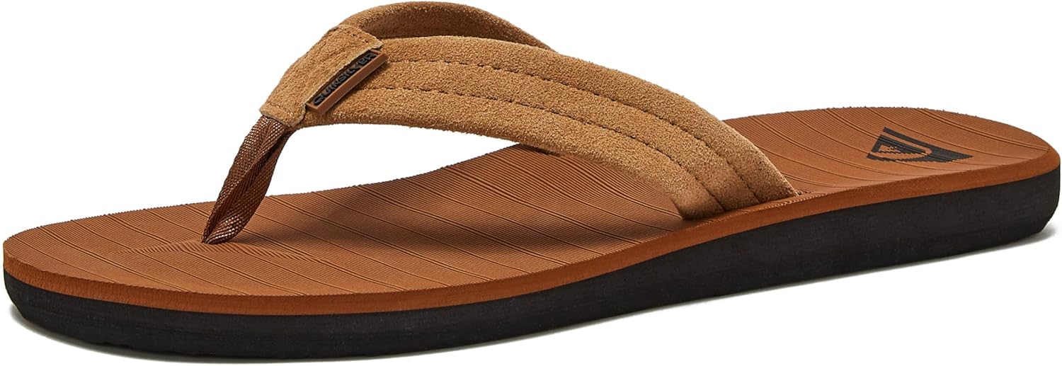 Quiksilver Men's Carver Suede 3 Point Flip Flop Athletic Sandal 10 Tan 1