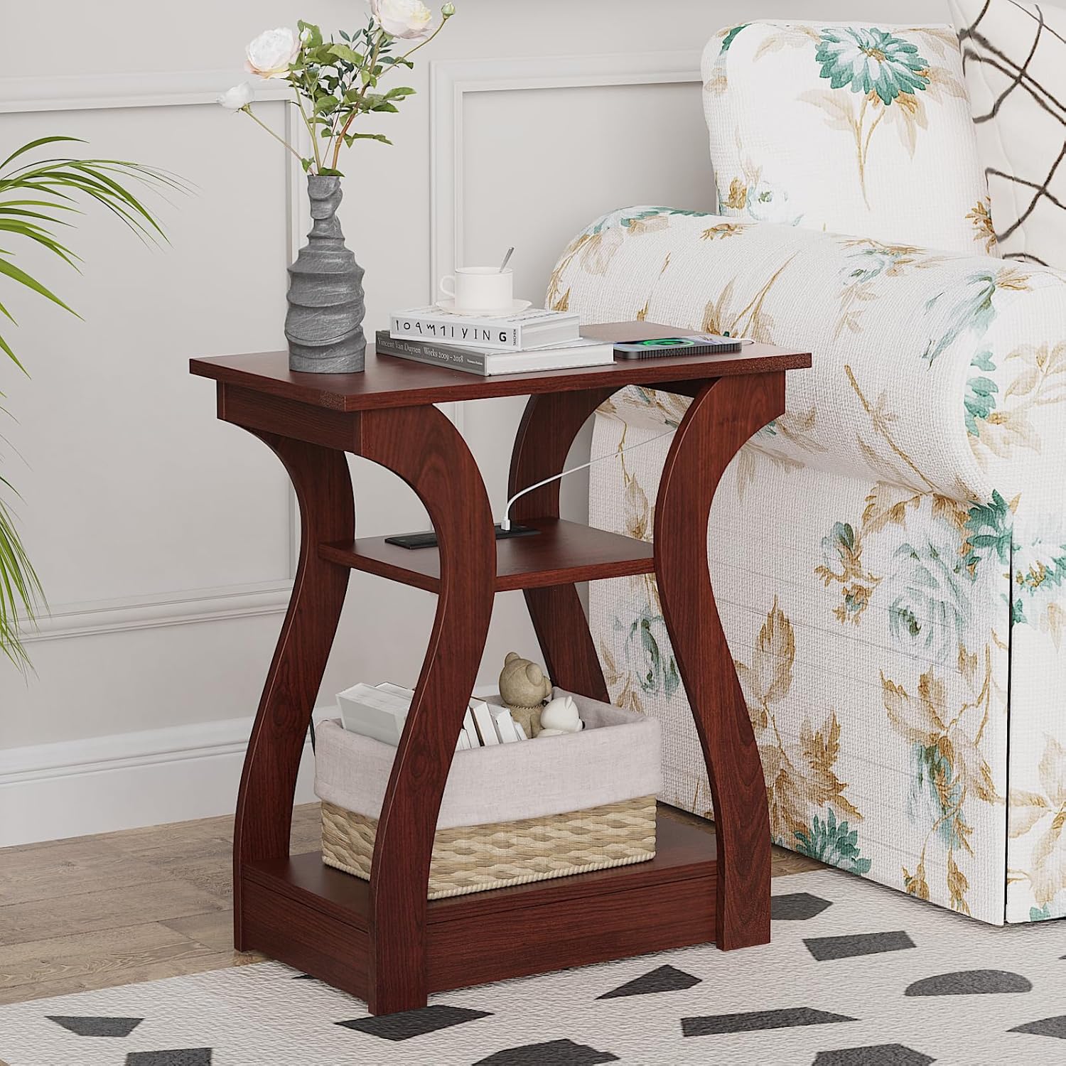 End Table with Charging Station, Side Table with U...