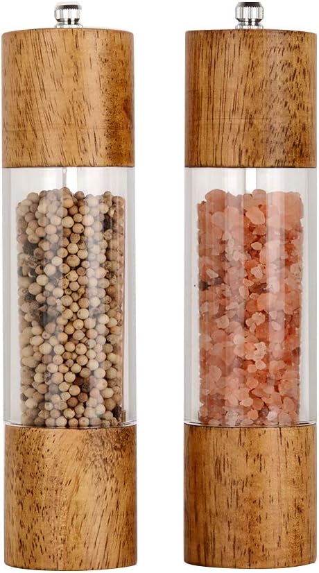 Premium Acrylic Salt and Pepper Grinder Set, Manua...