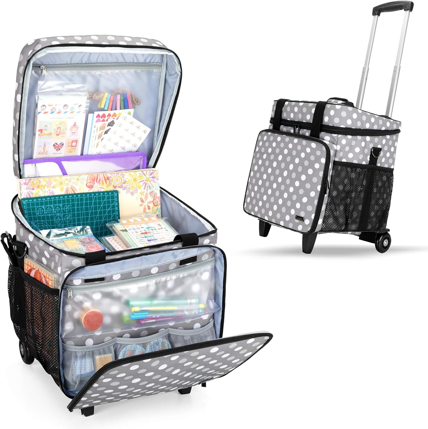 LUXJA Rolling Scrapbook Tote, Scrapbook Bag with D...