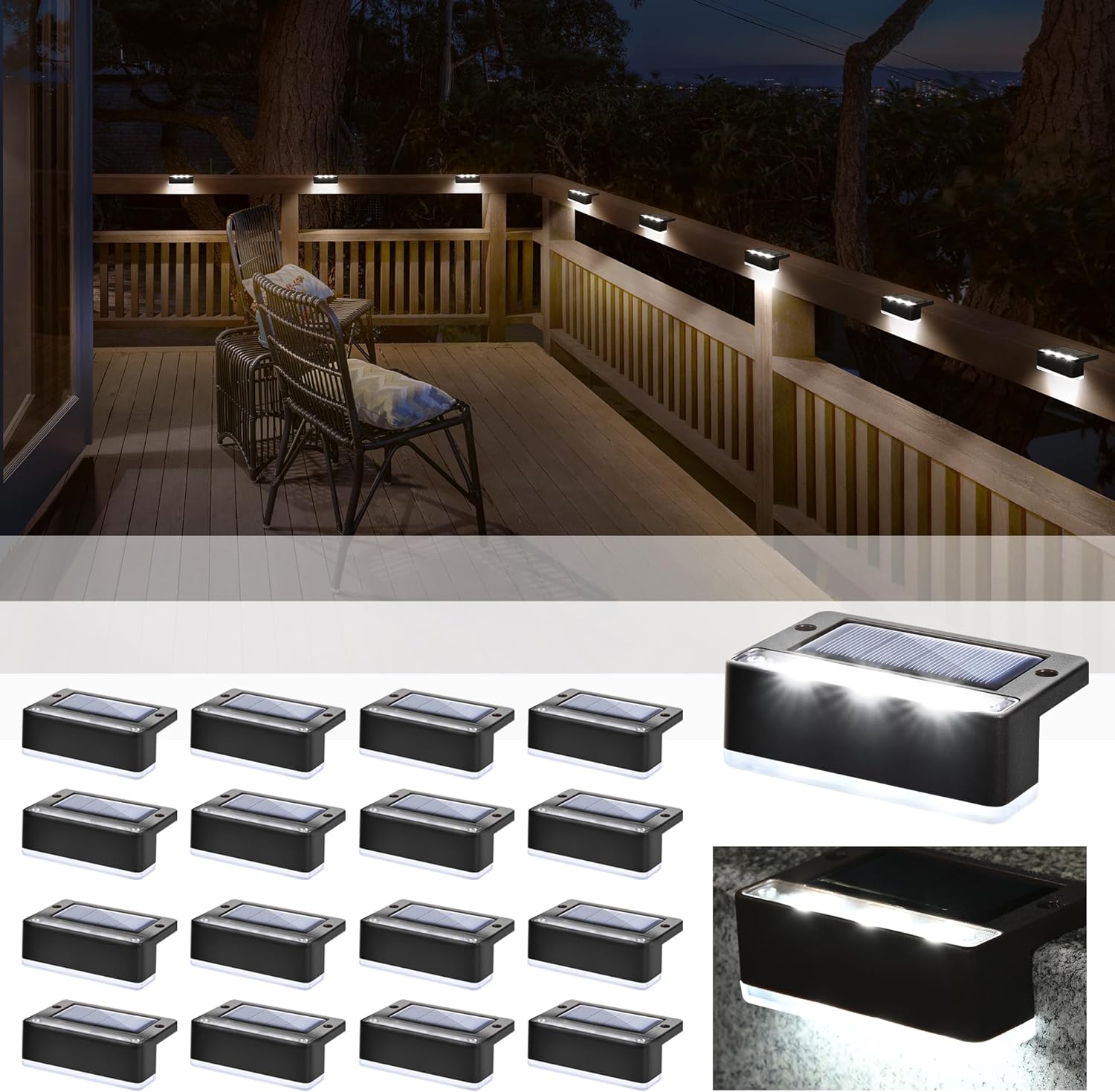 Solpex Solar Step Lights 16 Pack, Special Solar Outdoor Lights for Fence, Innova...