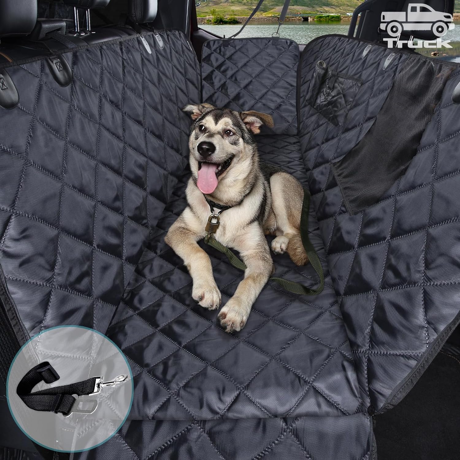 Dog Seat Covers for Trucks, Waterproof F150 F250 F350 Dog Car Hammock with Mesh...