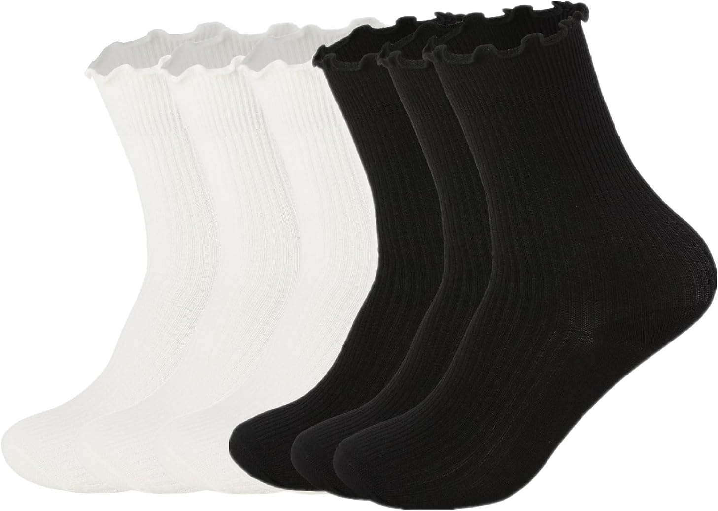 Flydo Ruffle Socks Women Cotton Socks Cute White Socks for Women Girls Lettuce E...
