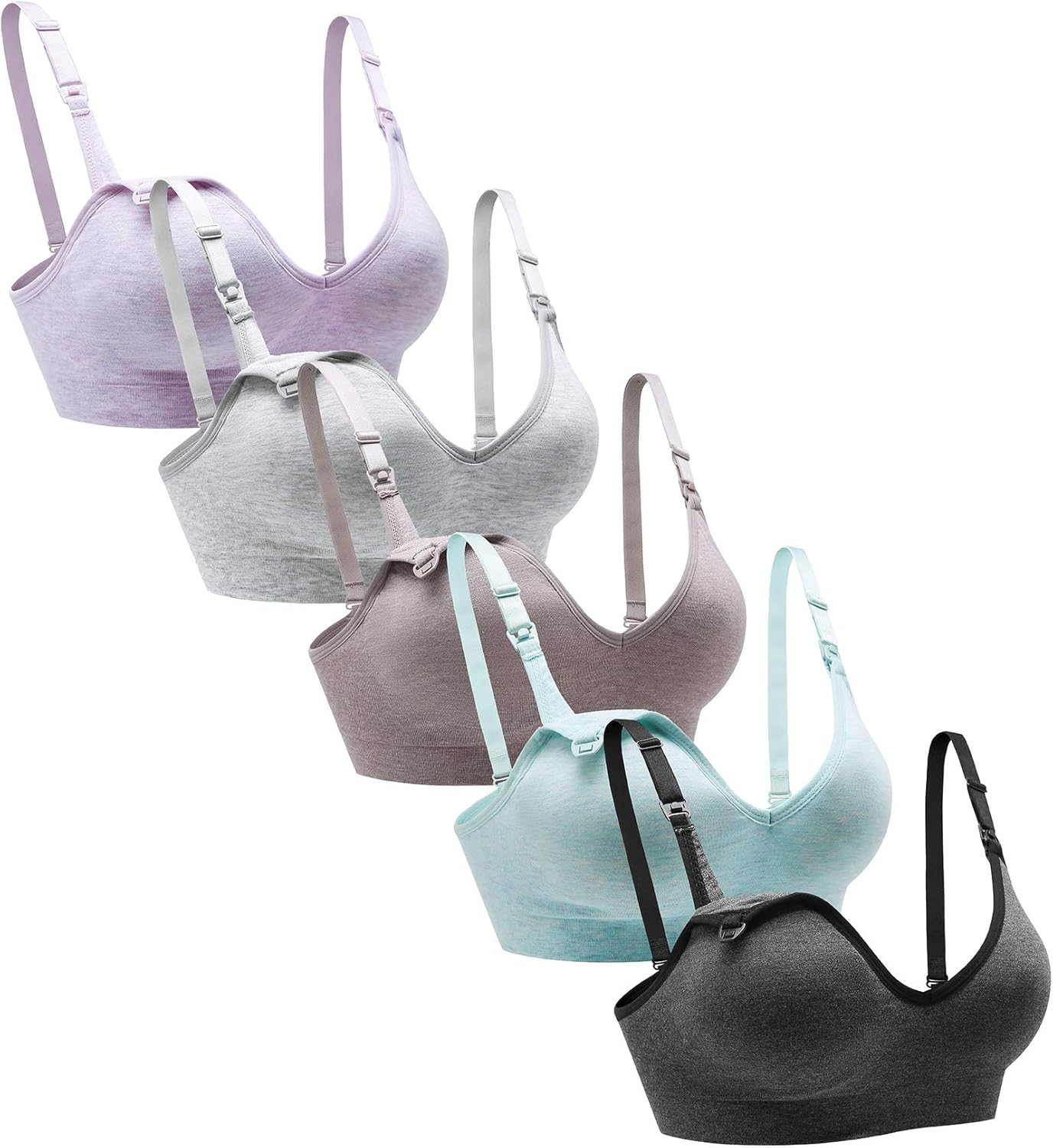 Suekaphin Nursing Bra 5pack Wireless V Neck Maternity Nursing Bra Bralette Low C...