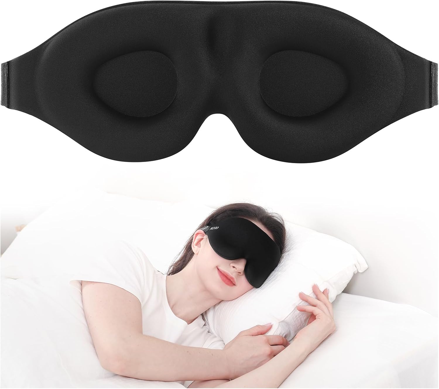 MZOO Sleep Mask for Side Sleeper Women Men, Updated Design 100% Light Blocking E...