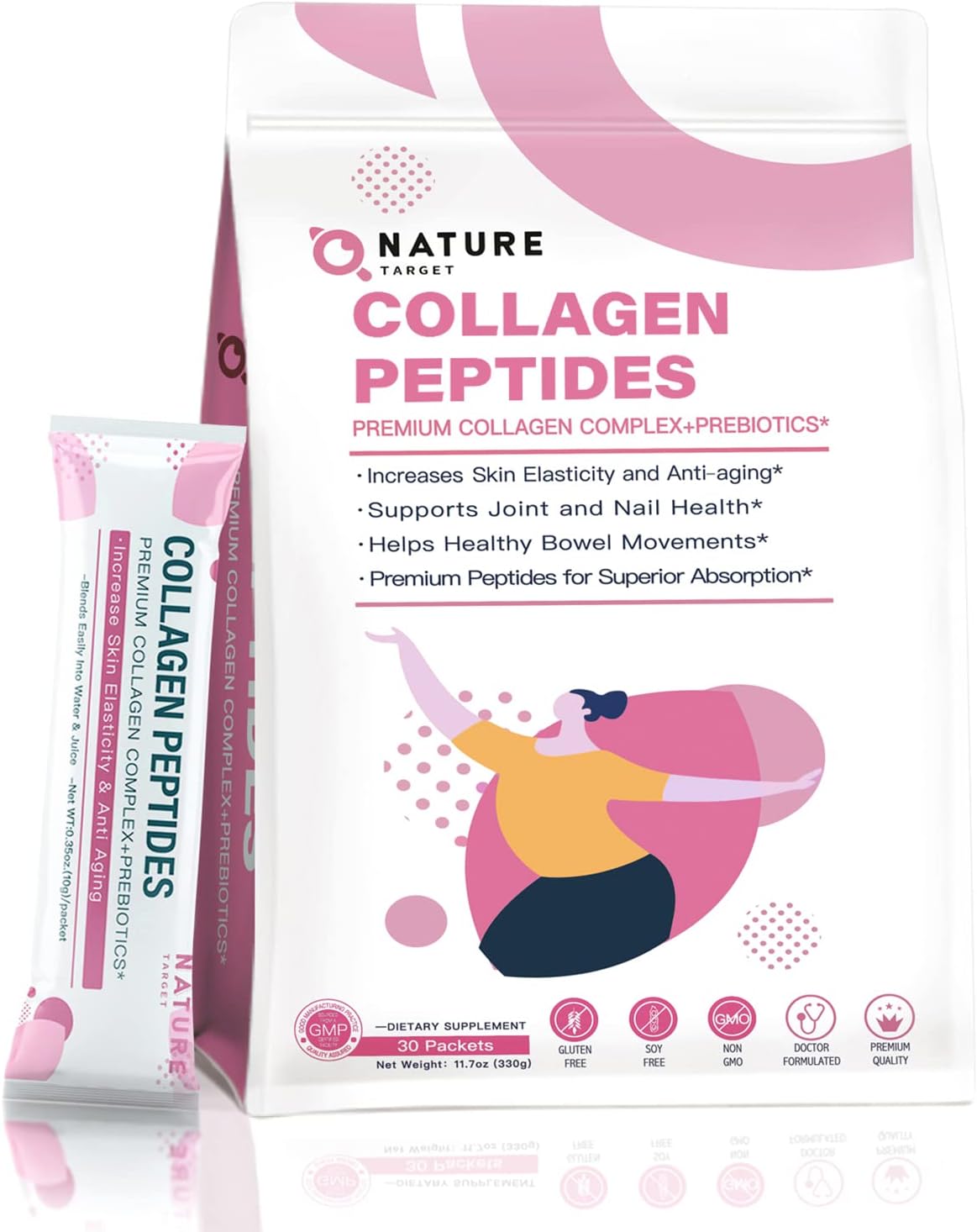 NATURE TARGET,Multi Collagen Peptides Powder - Type I, II, III, V, X - Enhanced...