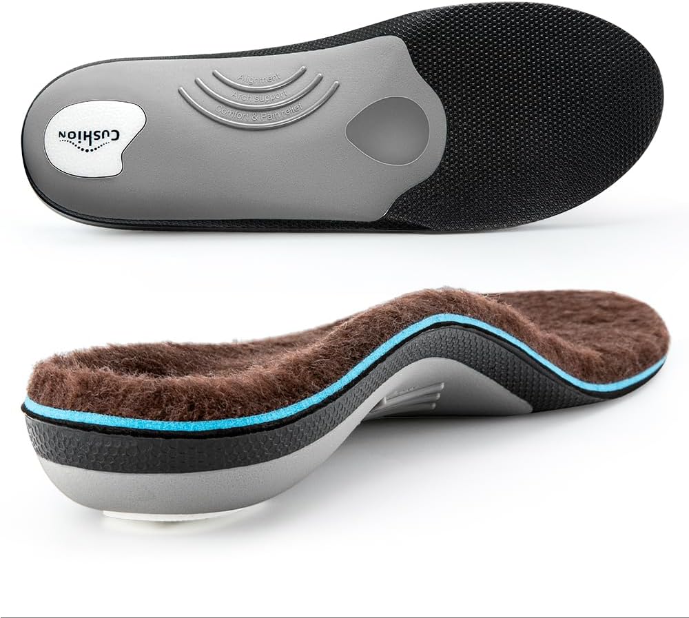 VALSOLE Winter Thermal Wool Insoles,Heavy Duty Support Pain Relief Orthotics Pla...
