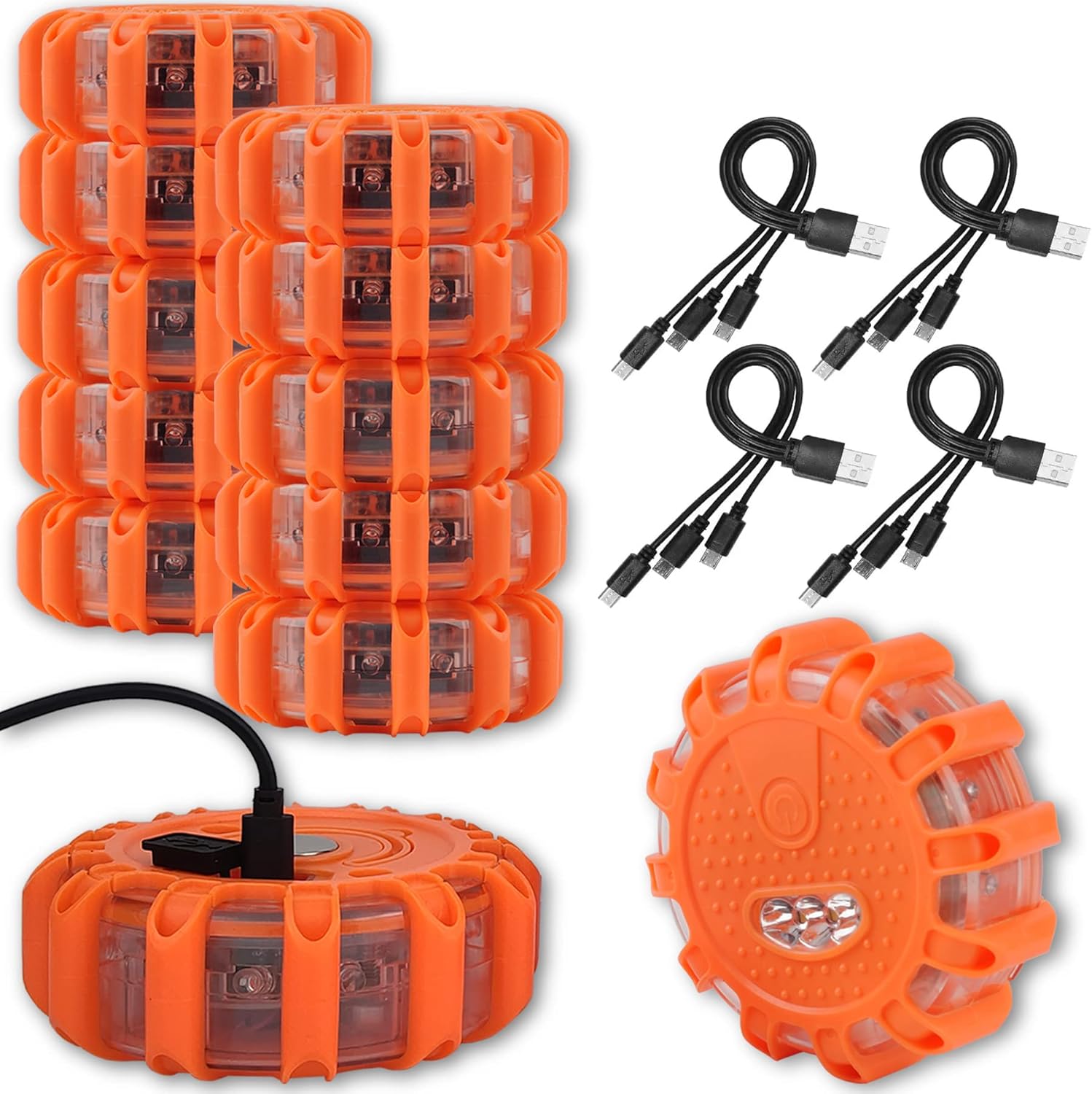 USB Rechargeable LED Road Flares Emergency Lights-Roadside Warning Car Safety Be...