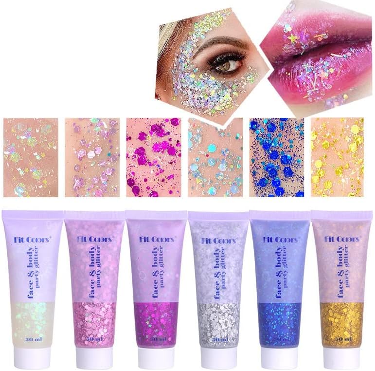 Beliky Girl Body Glitter Gel, 50ML Face Glitters Body Gel Sequins Shimmer Liquid...