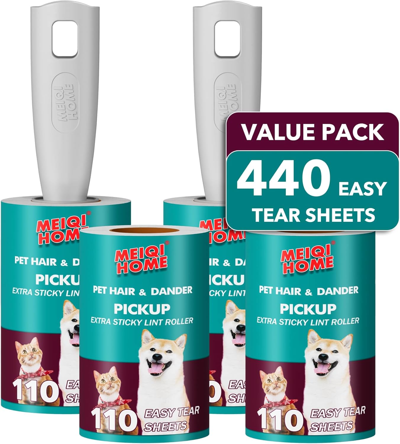 Lint Rollers for Pet Hair Extra Sticky, 440 Sheets Value Set Lint Roller with 2...
