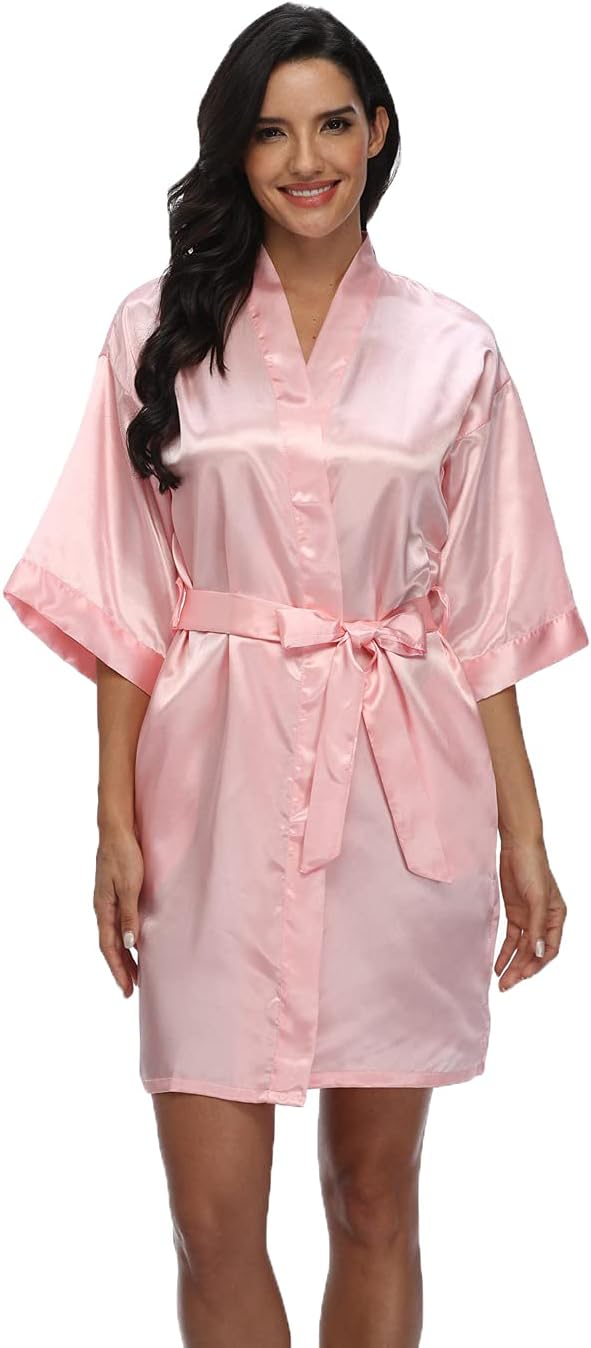 Women's Pure Short Silky Robes Bridesmaid Bride Party Satin Robes Sleepwear XX-L...