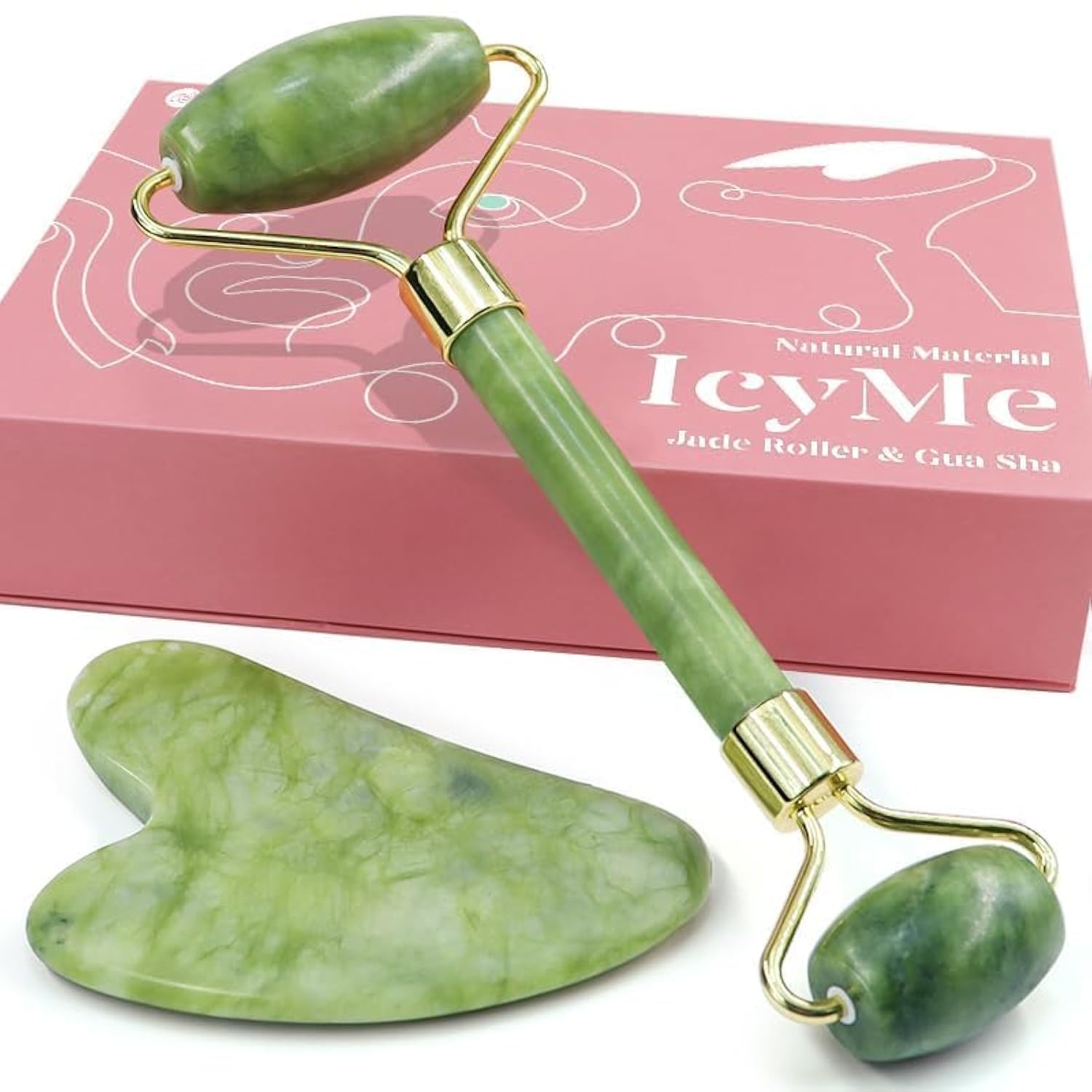 BAIMEI Jade Roller & Gua Sha, Face Roller, Facial Beauty Roller Skin Care Tools,...