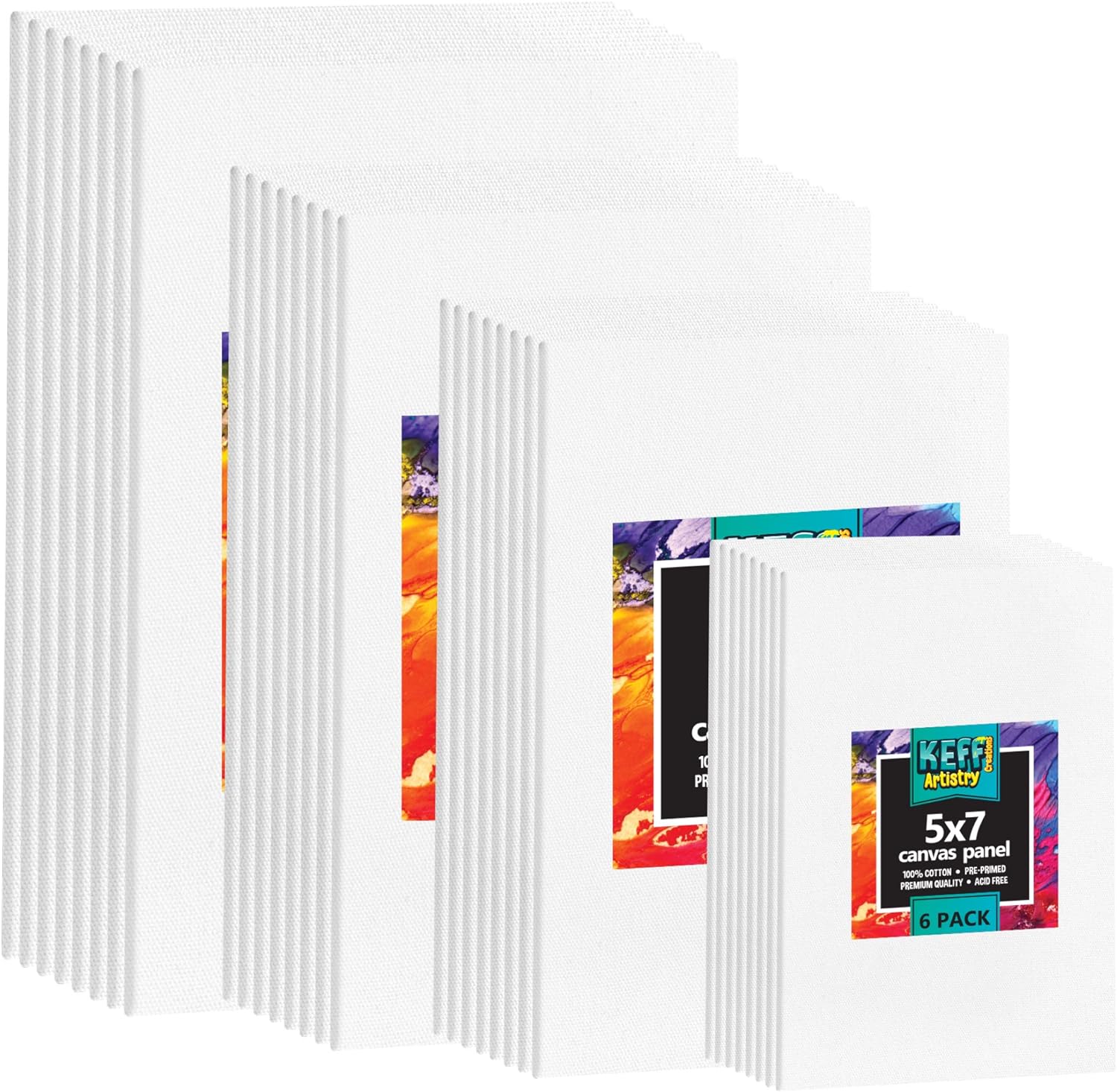 KEFF Canvas Boards for Painting - 32 Pack - Art Supplies Paint Canvas 5x7, 8x10,...