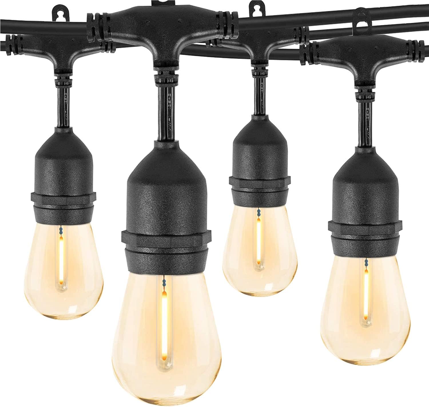 ZOTOYI Outdoor String Lights Mains Powered LED, 50FT S14 Waterproof IP65 Festoon...