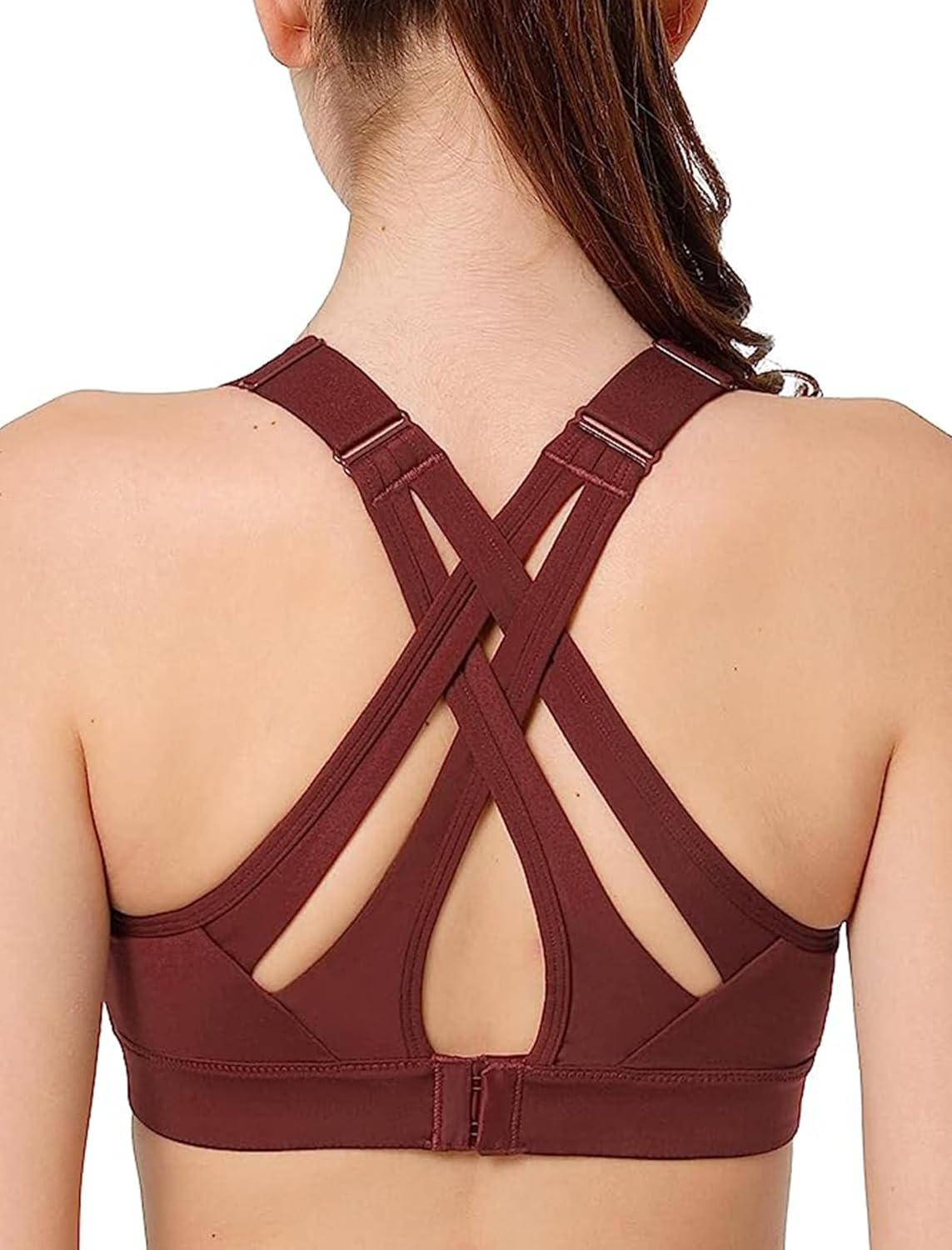 Yvette Sports Bra High Impact Adjustable Criss Cross Back, Full Support for Larg...