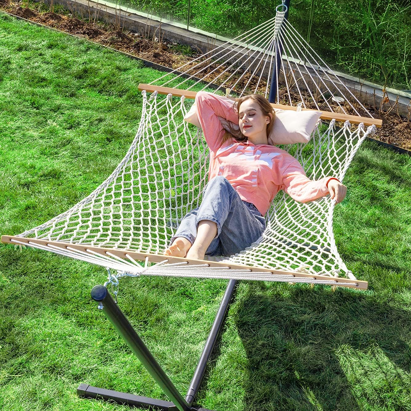 PNAEUT Double Rope Hammock, Special Hammock with Stand Included, High-Quality Ha...