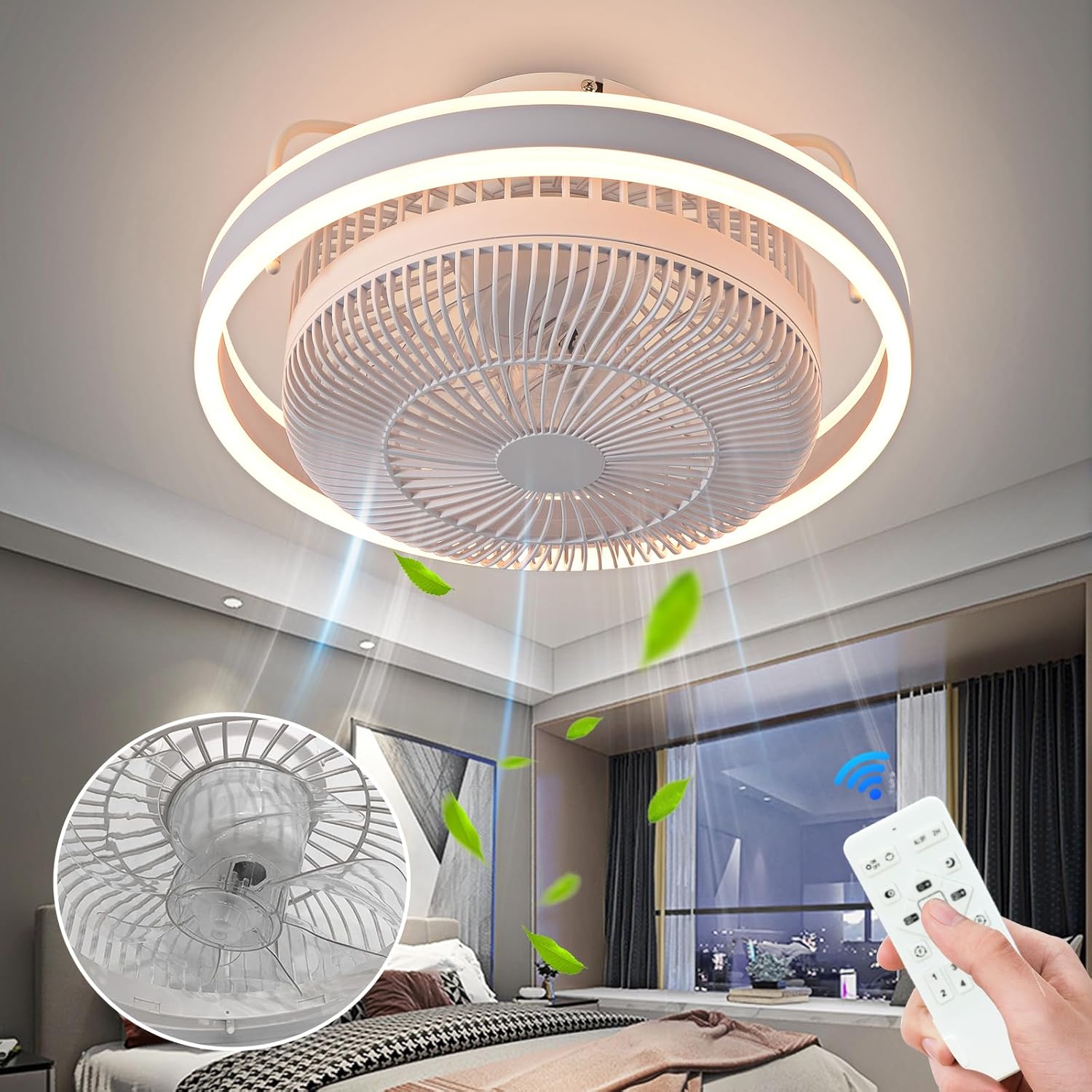 AHAWILLCeiling Fan 360° Rotating Oscillating Ceiling Fans with Lights,Modern Led...