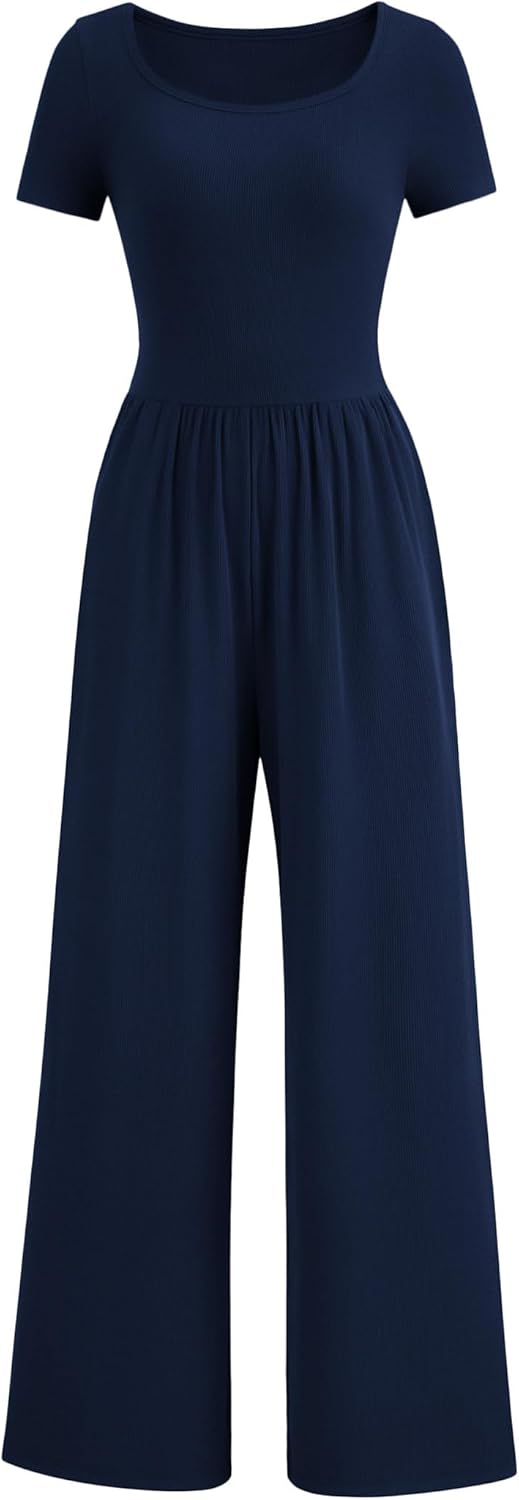 PRETTYGARDEN Women's Summer One Piece Jumpsuits Dressy Casual Short Sleeve Squar...