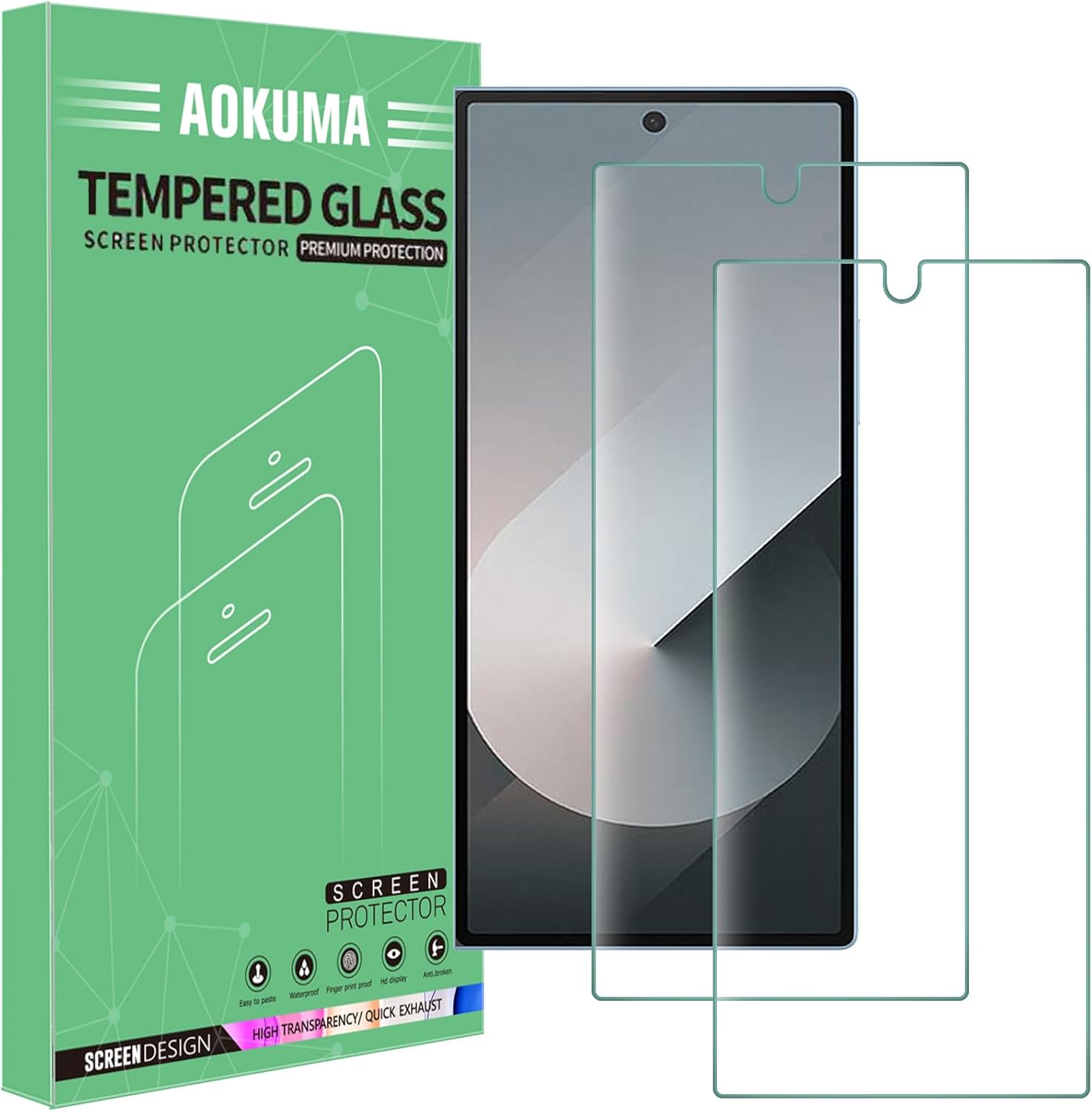 AOKUMA Front Tempered Glass for Samsung Galaxy Z Fold 6 Screen Protector, [2 Pac...