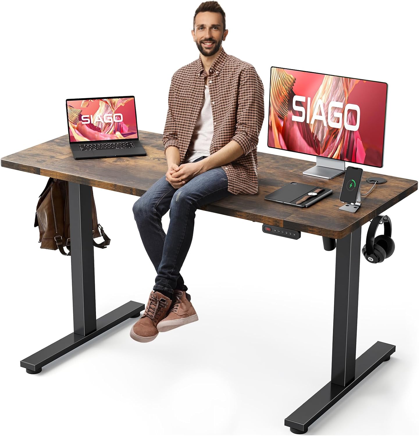 SIAGO Electric Standing Desk Adjustable - 55 x 24...