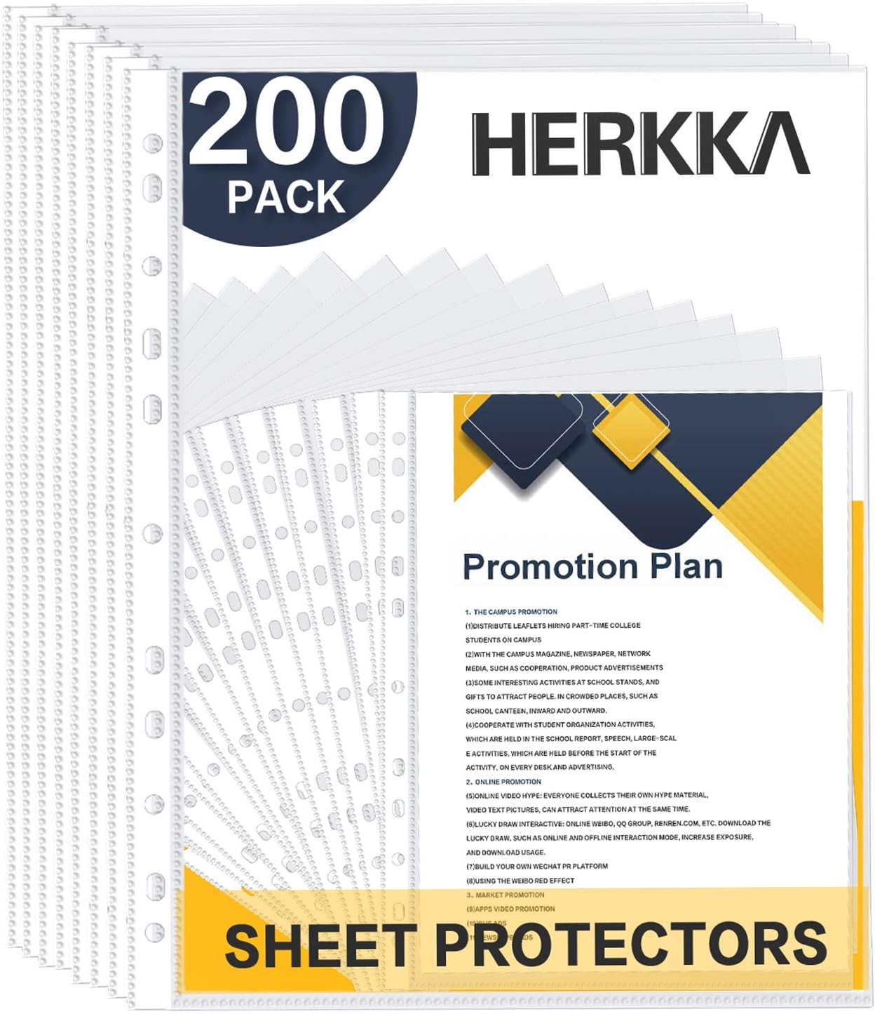 Sheet Protectors, HERKKA 200 Pack Upgrade Clear Plastic Page Protectors Sheet Re...