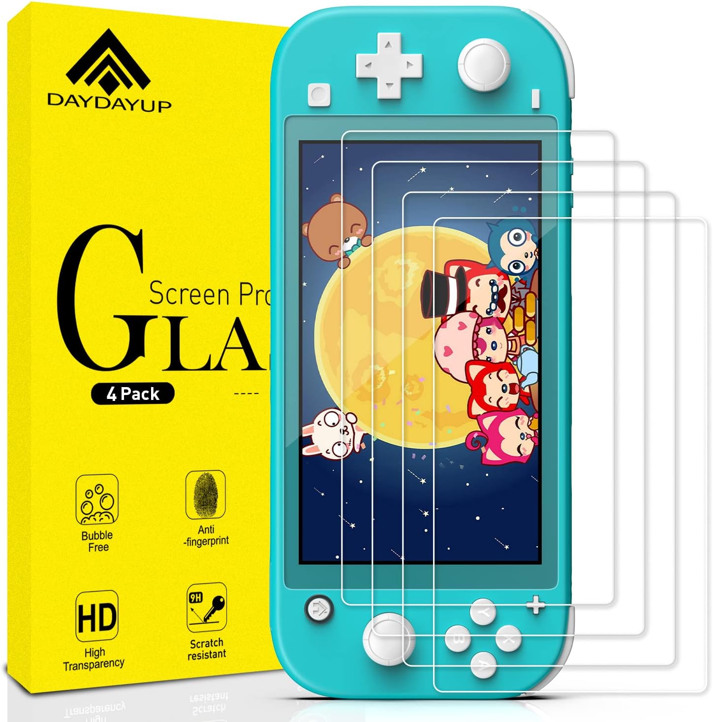 daydayup Screen Protector, Special 4 Pack Tempered Glass for Nintendo Switch Lit...