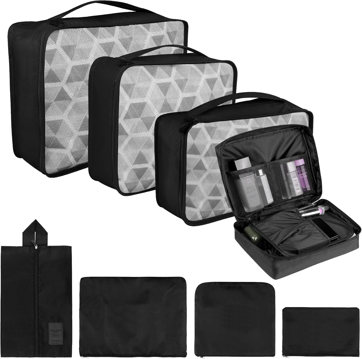 Coolzon Packing Cubes for Travel Suitcases Organiser Bags, Shoe Laundry Bag Pouc...