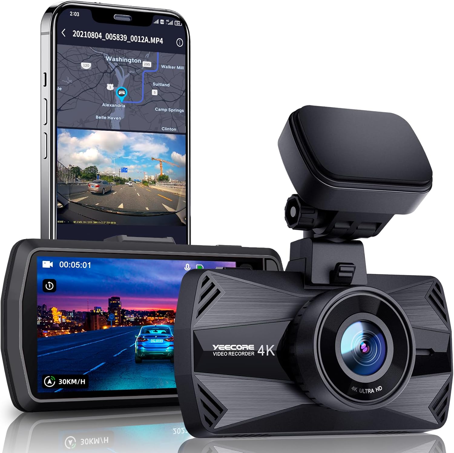 D21 Dash Cam, Real 4K Dash Camera Front 5G WiFi GPS, 3" LCD Super Night Vision C...