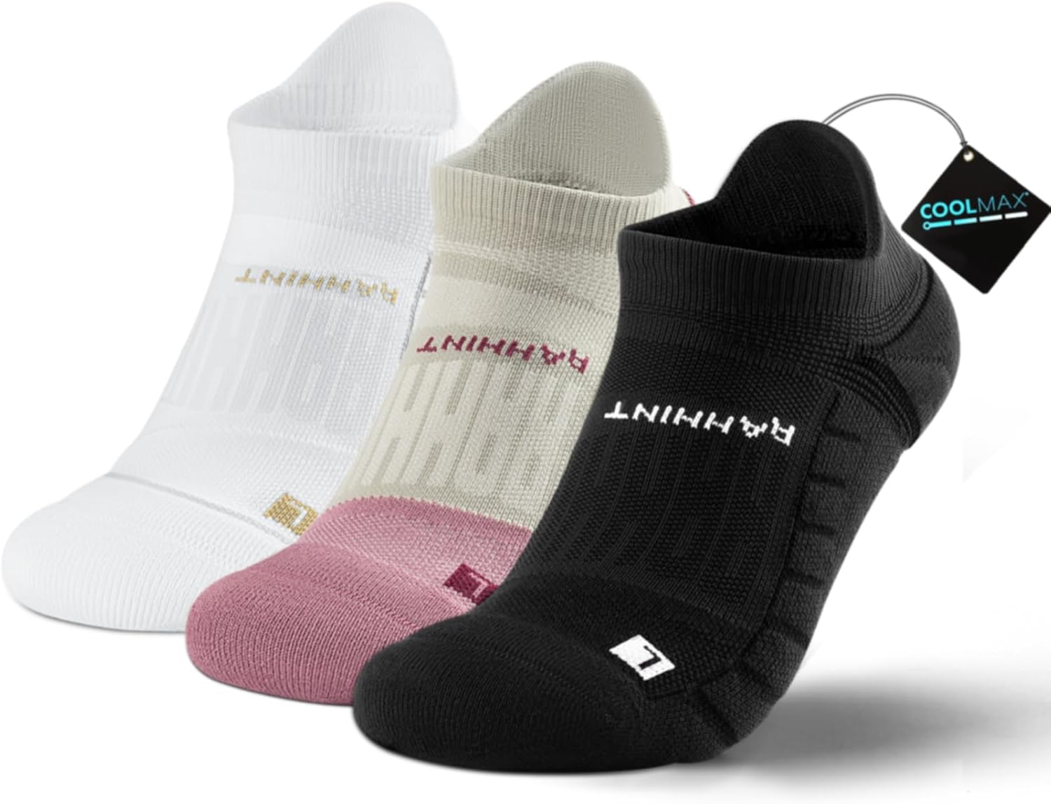 Coolmax Compression Running Socks Cushioned Trainer Socks No Show Anti-Blister A...