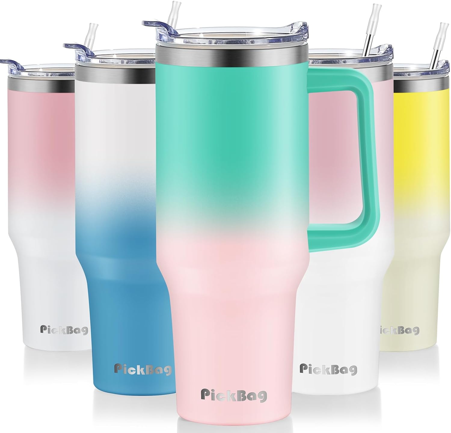 40 oz Tumbler with Handle and Straw, 100% Leak Proof Tumblers Cup, Stainless Ste...