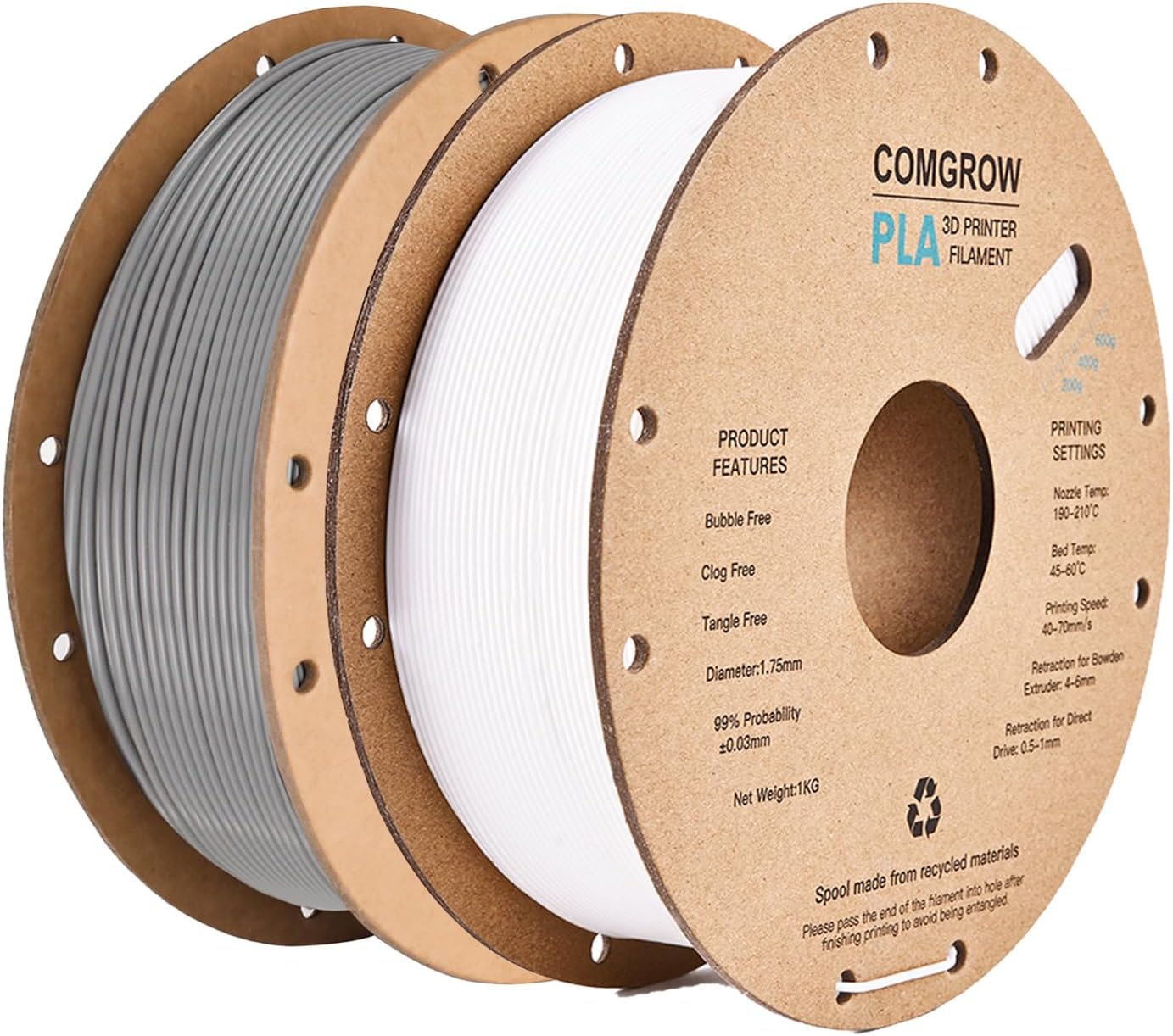 Comgrow PLA 3D Printer Filament, Special 3D Printer PLA Filament 1.75mm, High-Qu...
